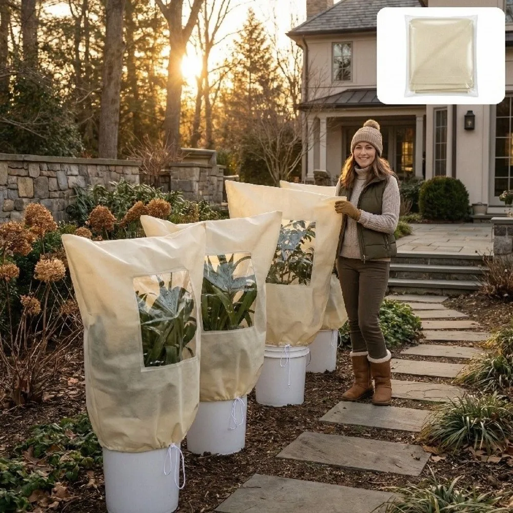 Non‑woven Plant Frost Protection Cover Breathable View Window Freeze Protection Cover Cold Resistant Anti-Frost Tree Cover
