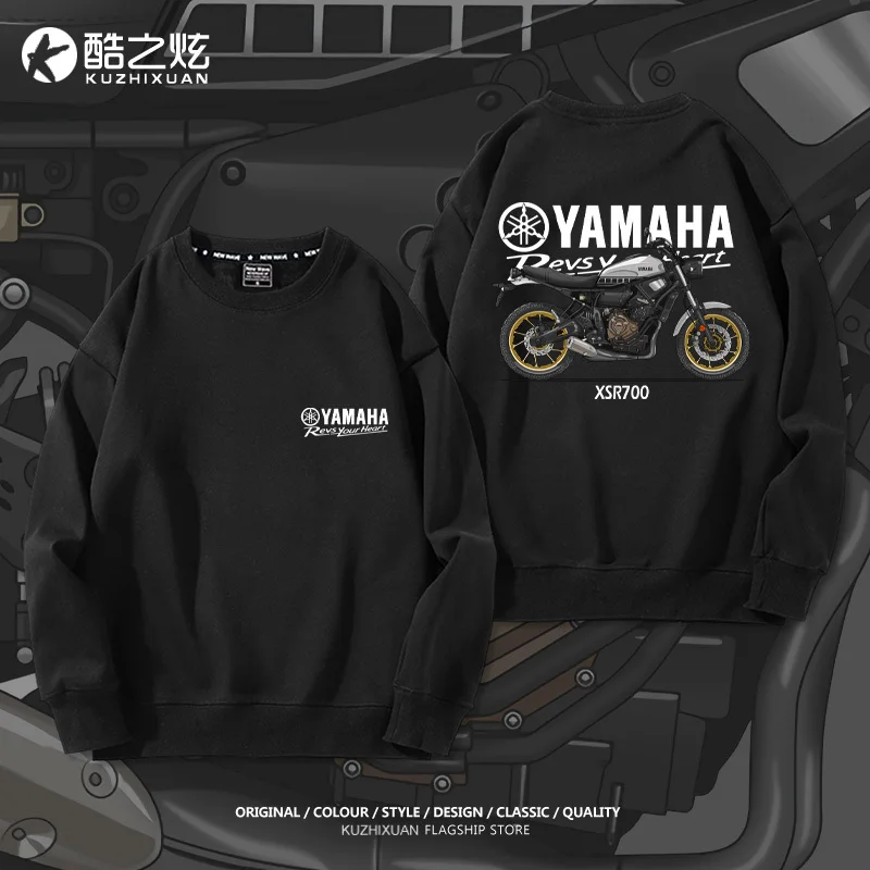 

Yamaha MotorcycleXSR700Retro Street Bike Printed Hoodie round Neck Autumn and Winter Fleece-lined Men's Custom Knight