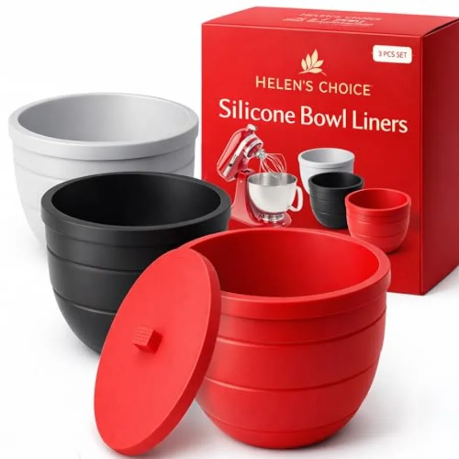 

Силиконовые вкладыши для чаши миксера KitchenAid 5 Qt от Helen's Choice, нелипкие, особо толстые, многоразовые, с крышками