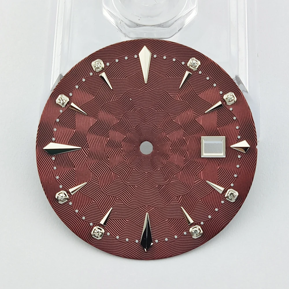 35mm nh35 Cocktail Dial Silver nail diamond Watch Face Watch Parts Suitable for nh35 Movement Watch Accessories