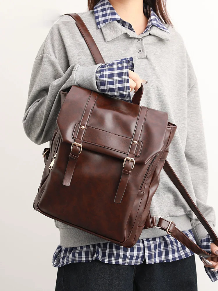 

Soft leather Women Backpack 2025 New Girls Cambridge Bag Backpack Large Capacity Commuting Computer Shoulder Messenger Bags Man
