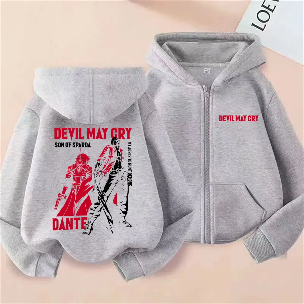 Anime Devil May Cry Son of Sparda Dante Reißverschluss Hoodie Männer Frauen Cartoon Manga Zip Up Jacke Mantel Unisex Vintage Casual Hoodies – Detail 6