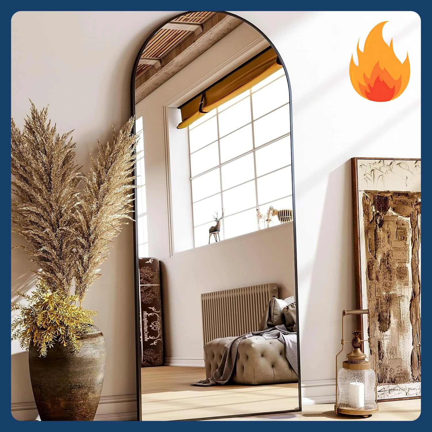 [Vendita calda! ]Specchi da pavimento a specchio ad arco a figura intera 24x68 con telaio in lega di alluminio Specchi da pavimento autoportanti montati a parete o L