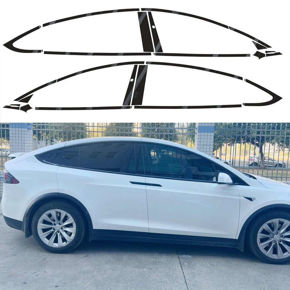 For Tesla Model X 2016-2020 SUV Window Chrome Delete Blackout ABC Pillars Glossy Black Stickers