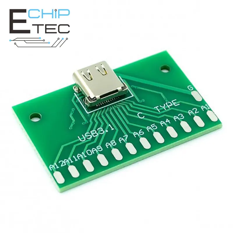 

1PCS/3PCS TYPE-C Female head current conduction test board USB 3.1 Connector Adapter board PCB board 24P base