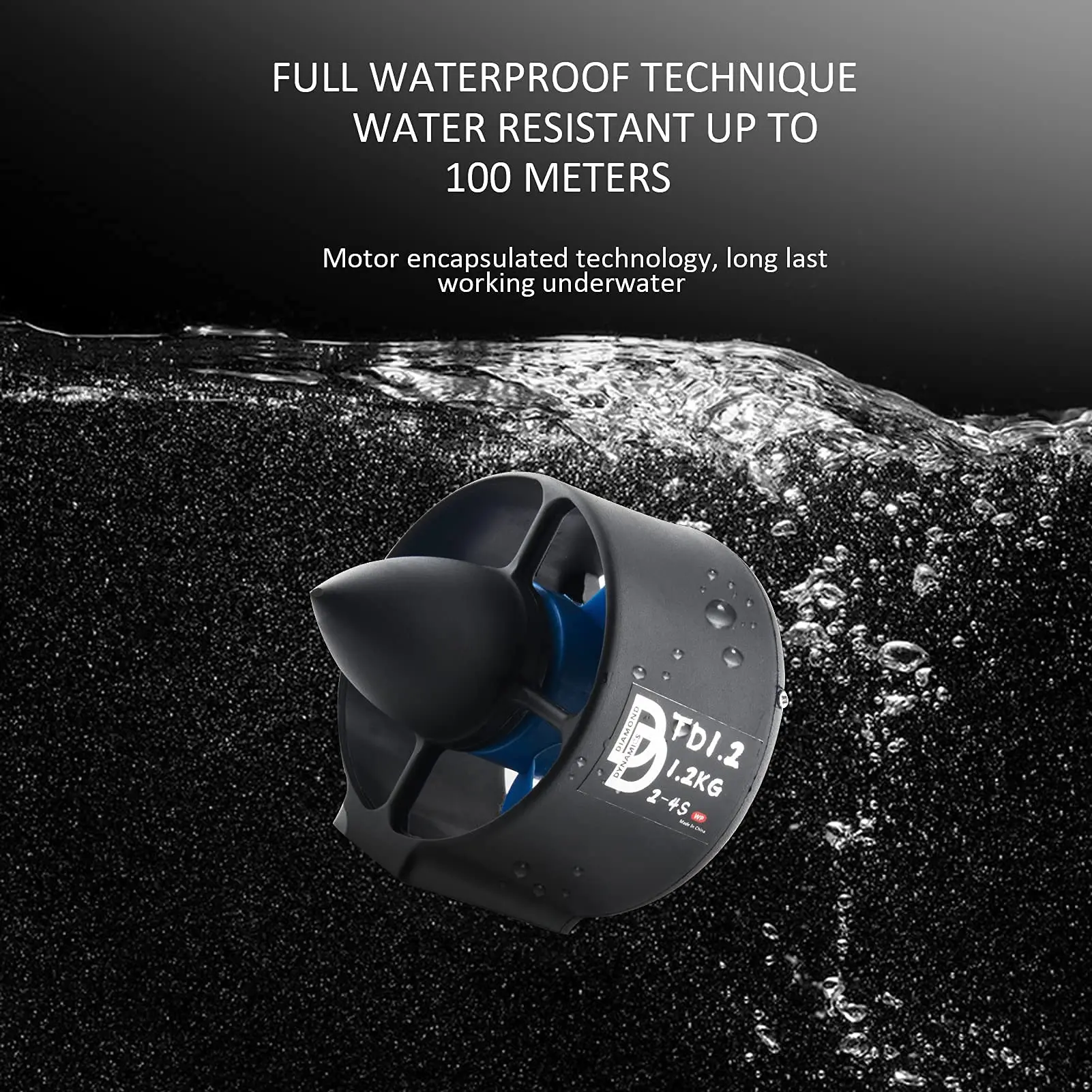 24V 500KV High-Speed Underwater Thruster For RC Boats/Underwater Drones ROV With ESC Depth 100 Meters 12000rpm Speed （CW）