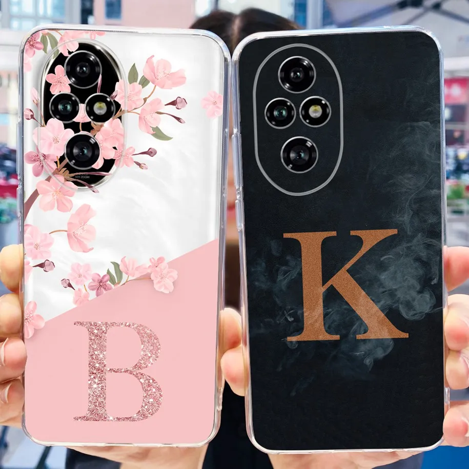 For Honor 200 Pro Case ELI-AN00 Cover Cute Letters Flower Transparent Silicone Soft TPU Phone Case For Honor 200 Honor200 Bumper