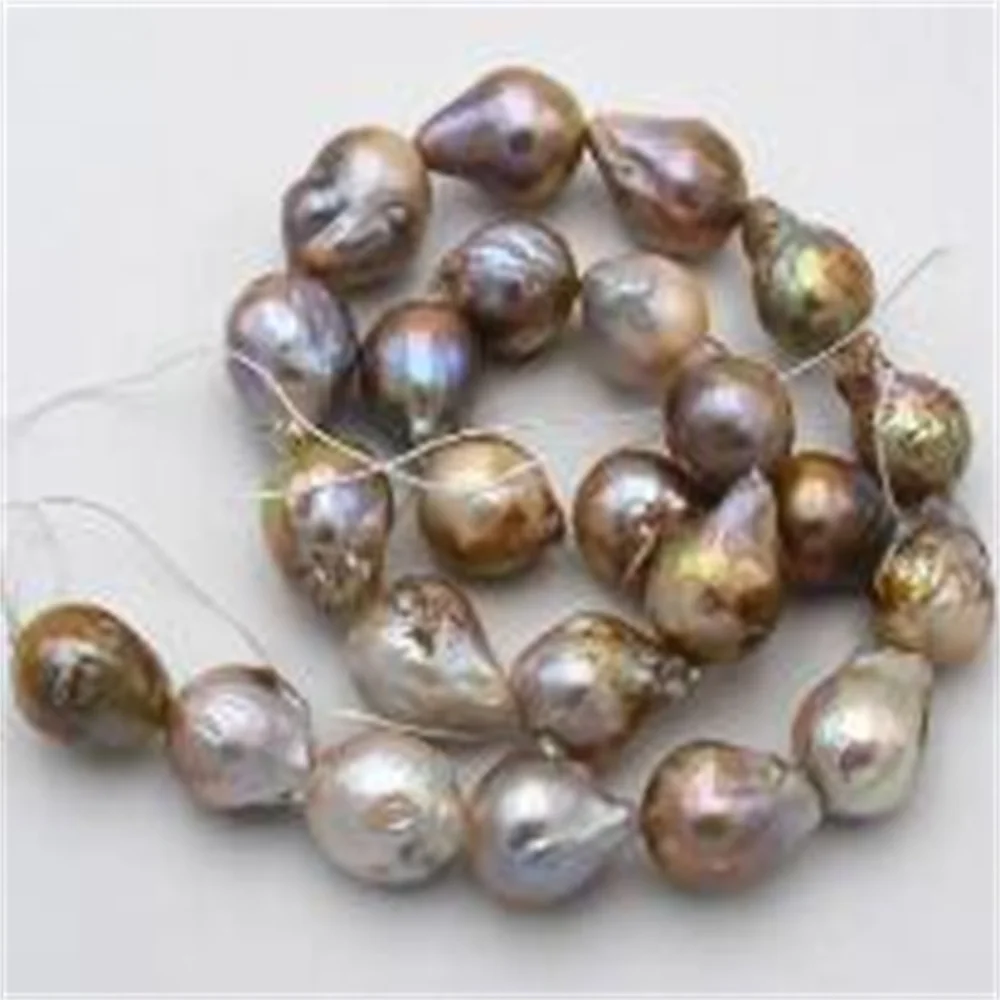 Natural 14x18mm Multicolor Baroque Edison Reborn Keshi Pearl loose beads 15