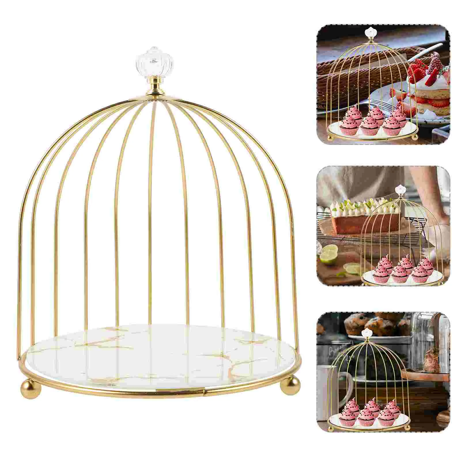 

Birdcage Cake Stand Perfume Storage Shelf Tray Fruit Display Dessert Cakes Makeup Pastry Paper Cup Vanity