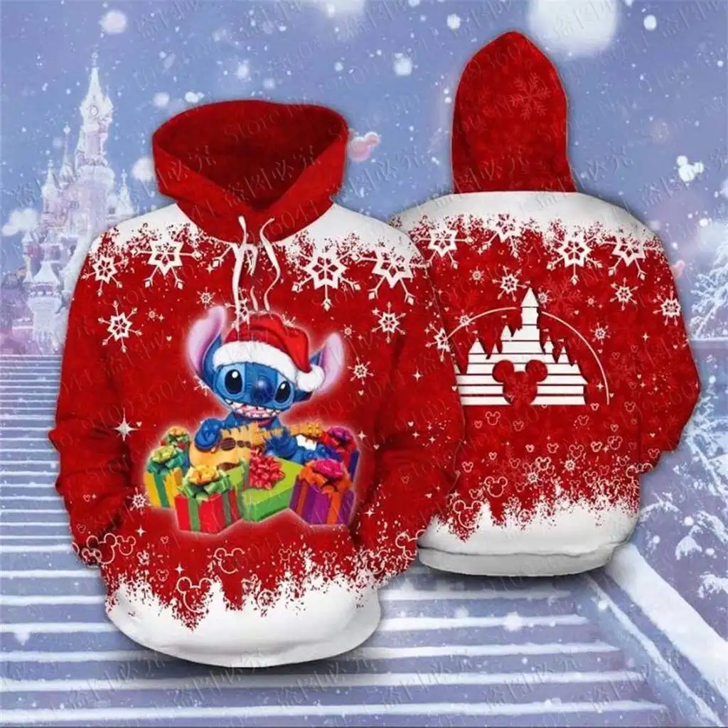 

Merry Christmas new Mickey Mouse /Stitch women 3D Disney Print High quality Fleece Zipper/ Hoodies Pullover Tops