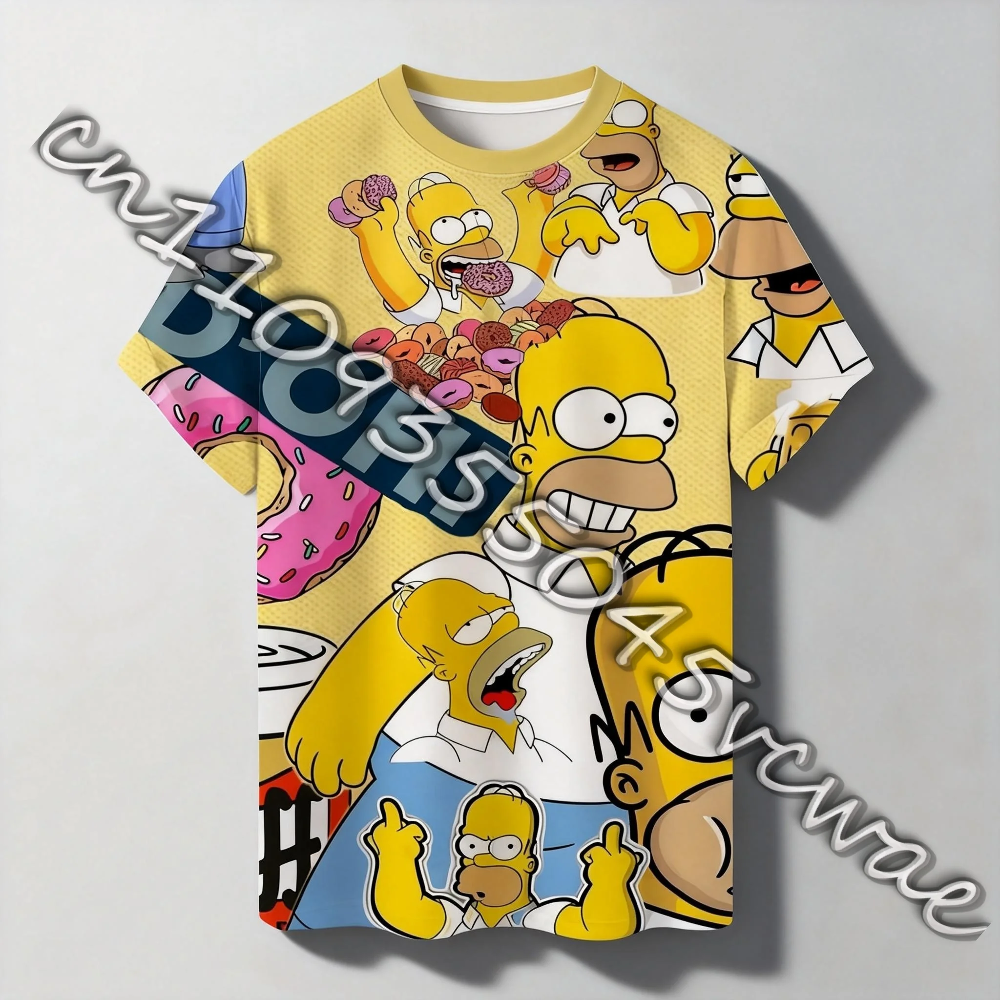 

Летняя футболка с рисунком Диснея в стиле аниме, футболка с 3D принтом Симпсонов, повседневная футболка в стиле хип-хоп, уличная одежда в стиле Харадзюку, унисекс, модные мужские топы, модная мужская одежда