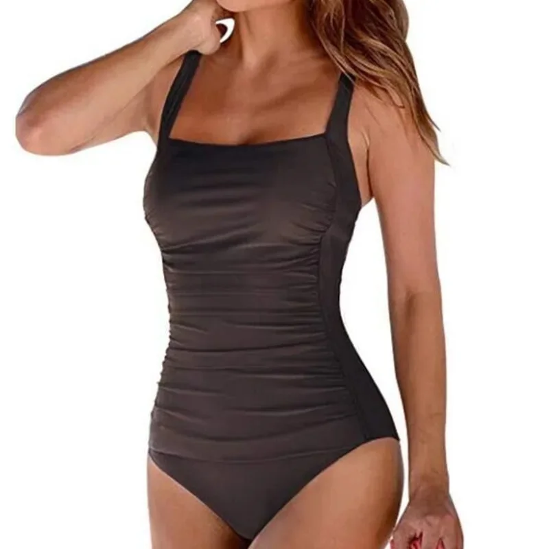 Maillot de bain une pièce pour femme, grande taille, fermé, push-up, body, pour piscine, vêtements de plage