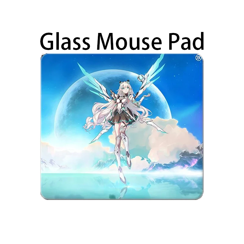 

Игровой коврик для мыши Angel Girl из фотоэлектрического стекла, закаленное стекло, улучшенная гладкость, для FPS-игр и офиса, аниме-тематика, специализированный коврик для мыши, настольный коврик