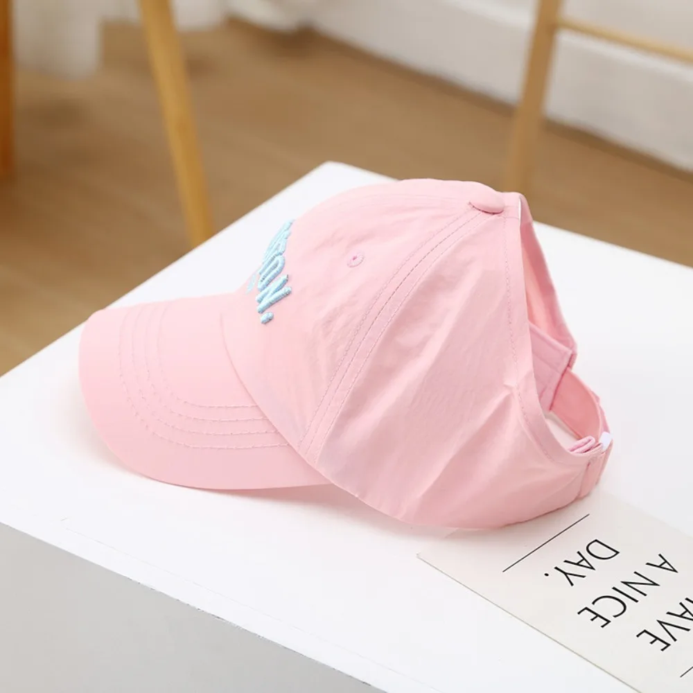 

Korean Style Half Empty Top Hat Letter Embroidery Quick-dry Summer Kid Sunhat Shading Hat No Top Beach Hat Children's Visor Hat