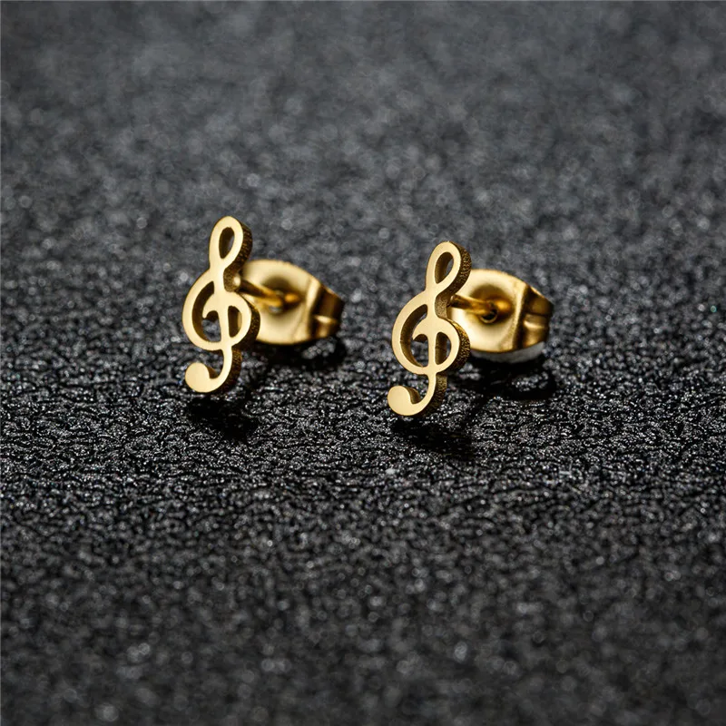 1 Paar Mini-Musikohrringe aus Edelstahl, schöne kleine Ohrstecker für Frauen, Charm-Ohrringe mit Musiknoten, Schmuck, Geschenk – Detail 3