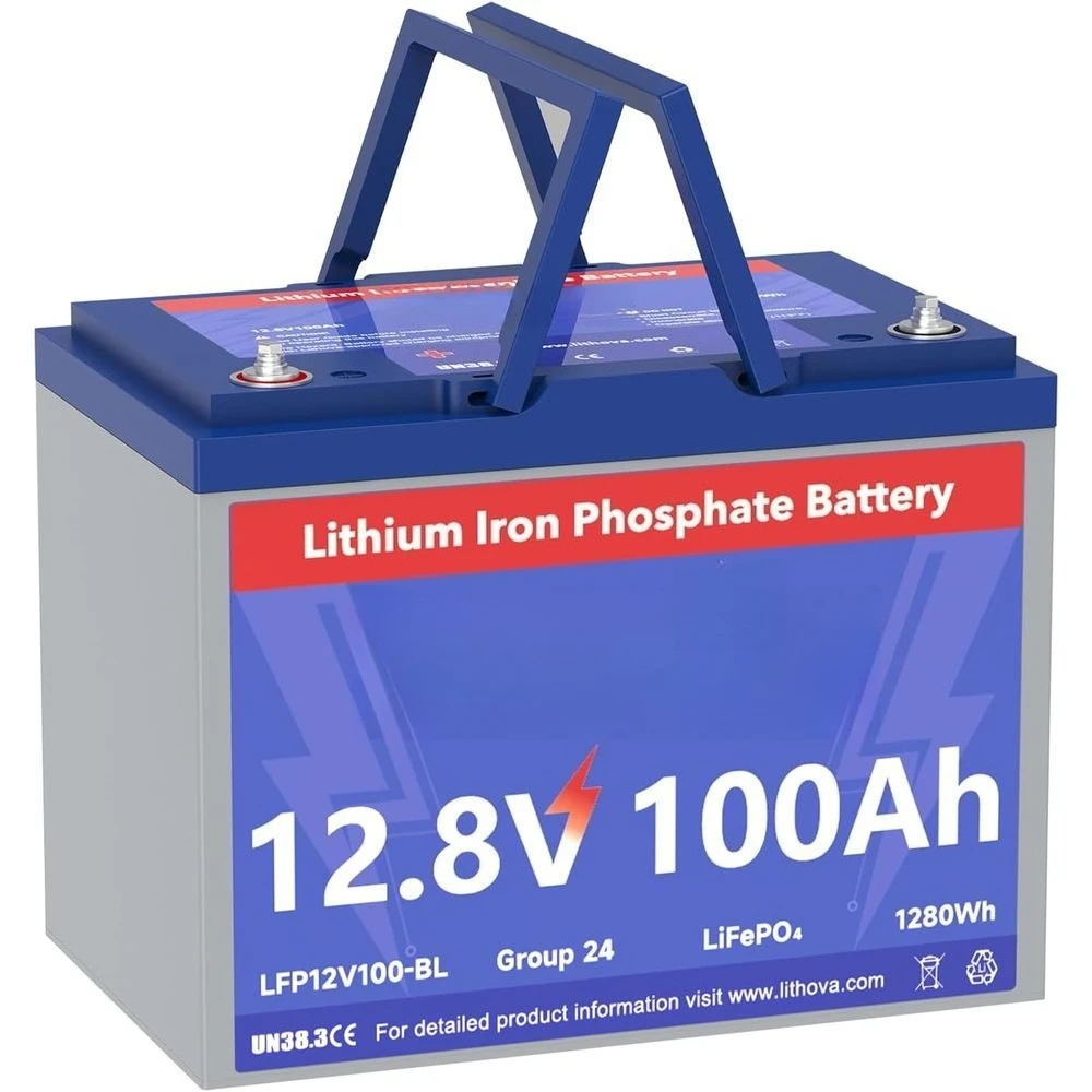 

12V 100Ah LiFePO4 Deep Cycle Battery, 15K Cycles, 1280Wh, High Energy Density for RV, Yacht, Solar, Marine & Energy Storage