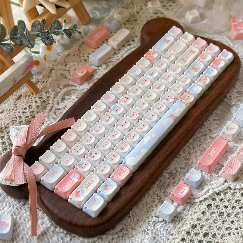 Rainbow Bear Keycaps Customized EAO Profile Cute Point Keycap Sublimation PBT Cartoon Anime Gamers Design Artisan Originalcaps