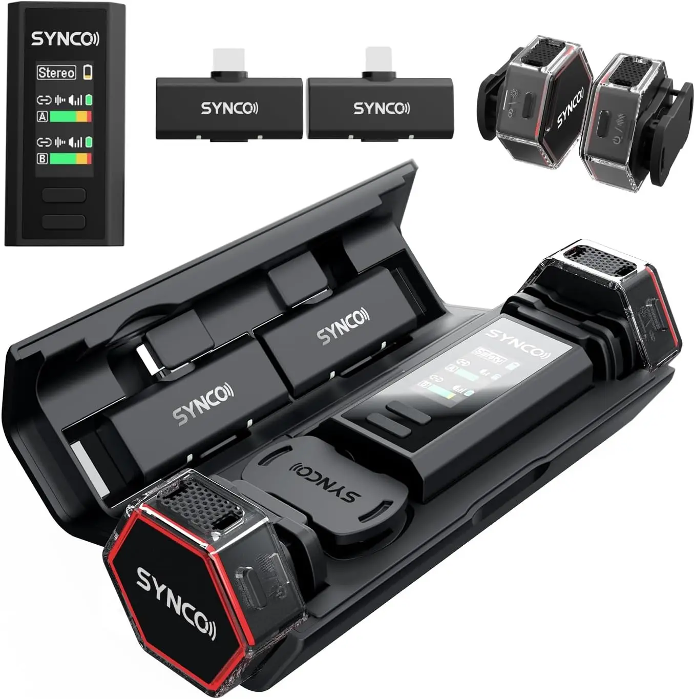 

Wireless Lavalier Mic System 2.4G, 200M Range, Noise Cancellation, Magnetic Clip, Charging Case for Vlog Streaming