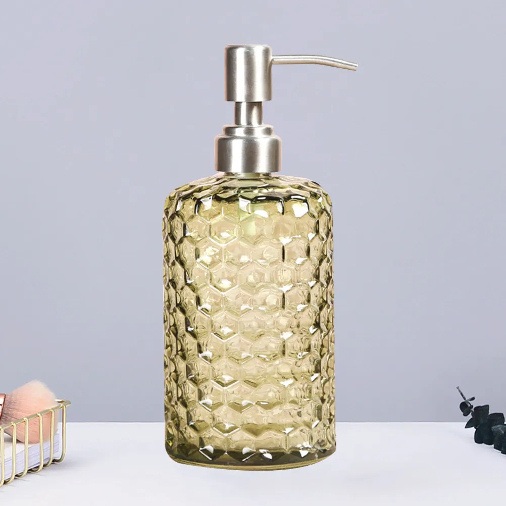 

500Ml Pineapple Pattern Glass Lotion Bottle Refillable Reusable Pump Dispenser for Shampoo Conditioner Liquid Soap Travel Home