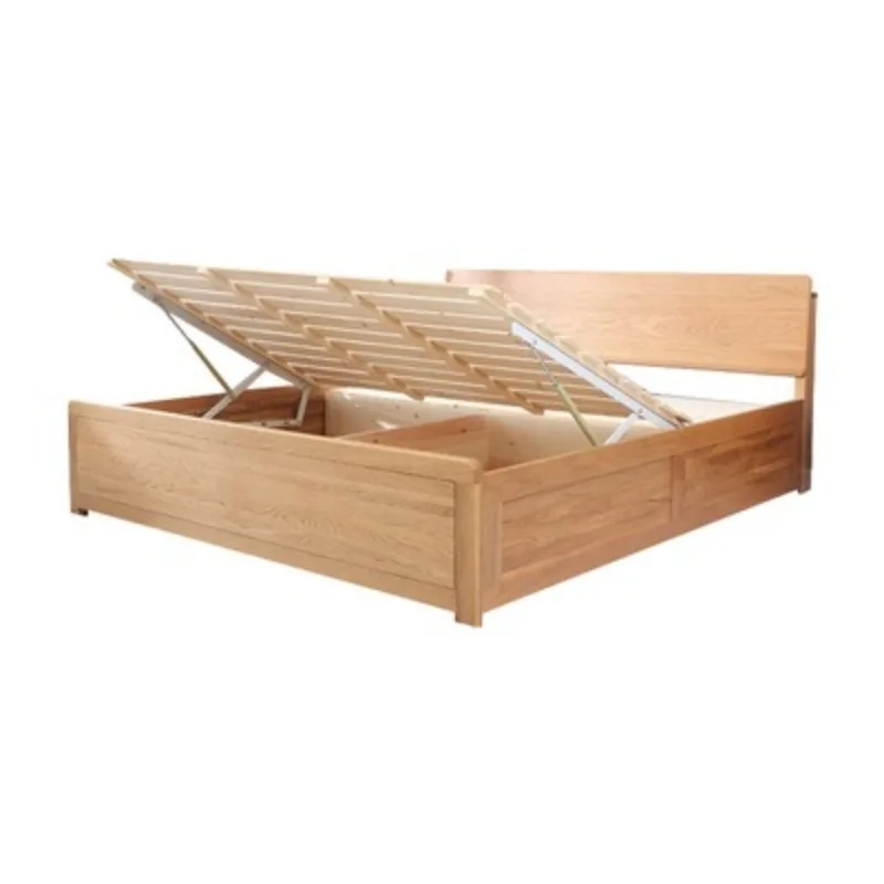 

Кровать-коробка из чистого массива дерева, двуспальная кровать из белого дуба 1,8 метра, простая спальня в скандинавском стиле, 1,5 метра