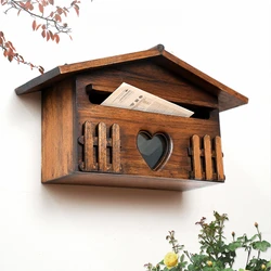 Rustic Style Solid Wood Outdoor Mailbox Villa Garden Decoration Mailbox Retro Complaint Suggestion Box Postcard Storage Box