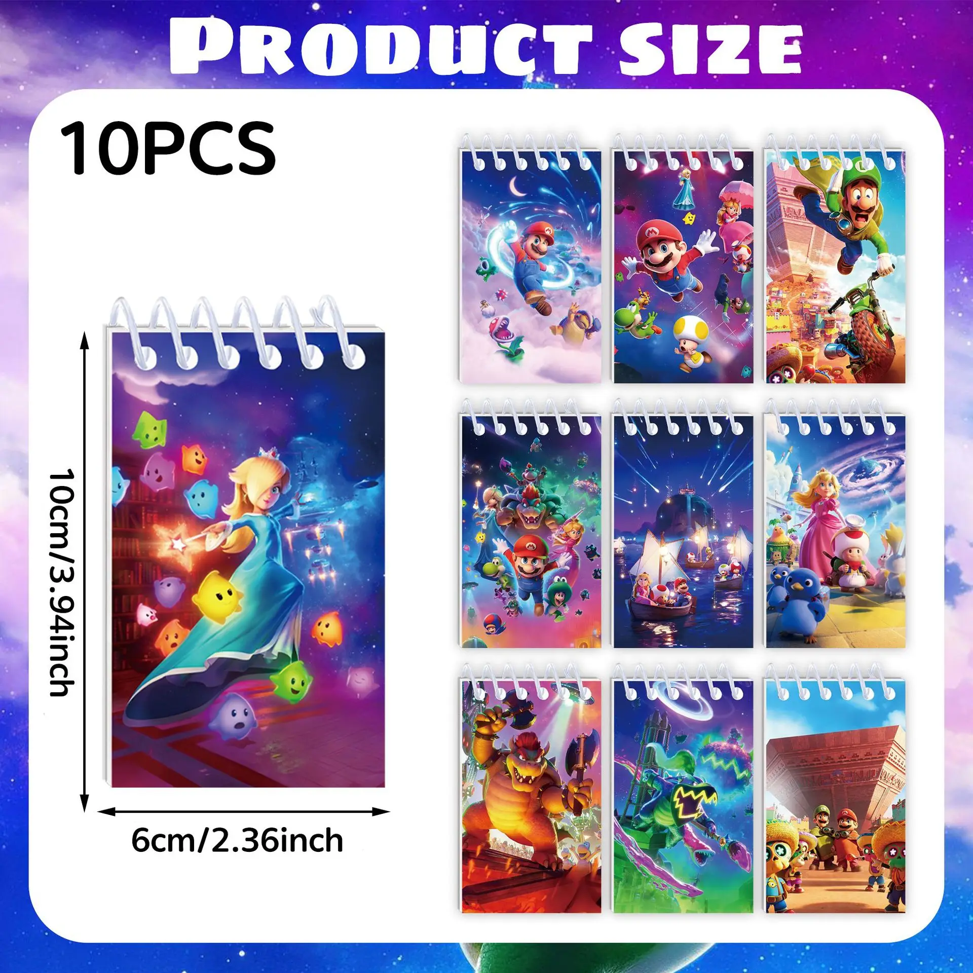 10 Uds. Cuadernos con temática de Super Mario, regalo para niños, decoración navideña, papelería y suministros de estudio, regalo