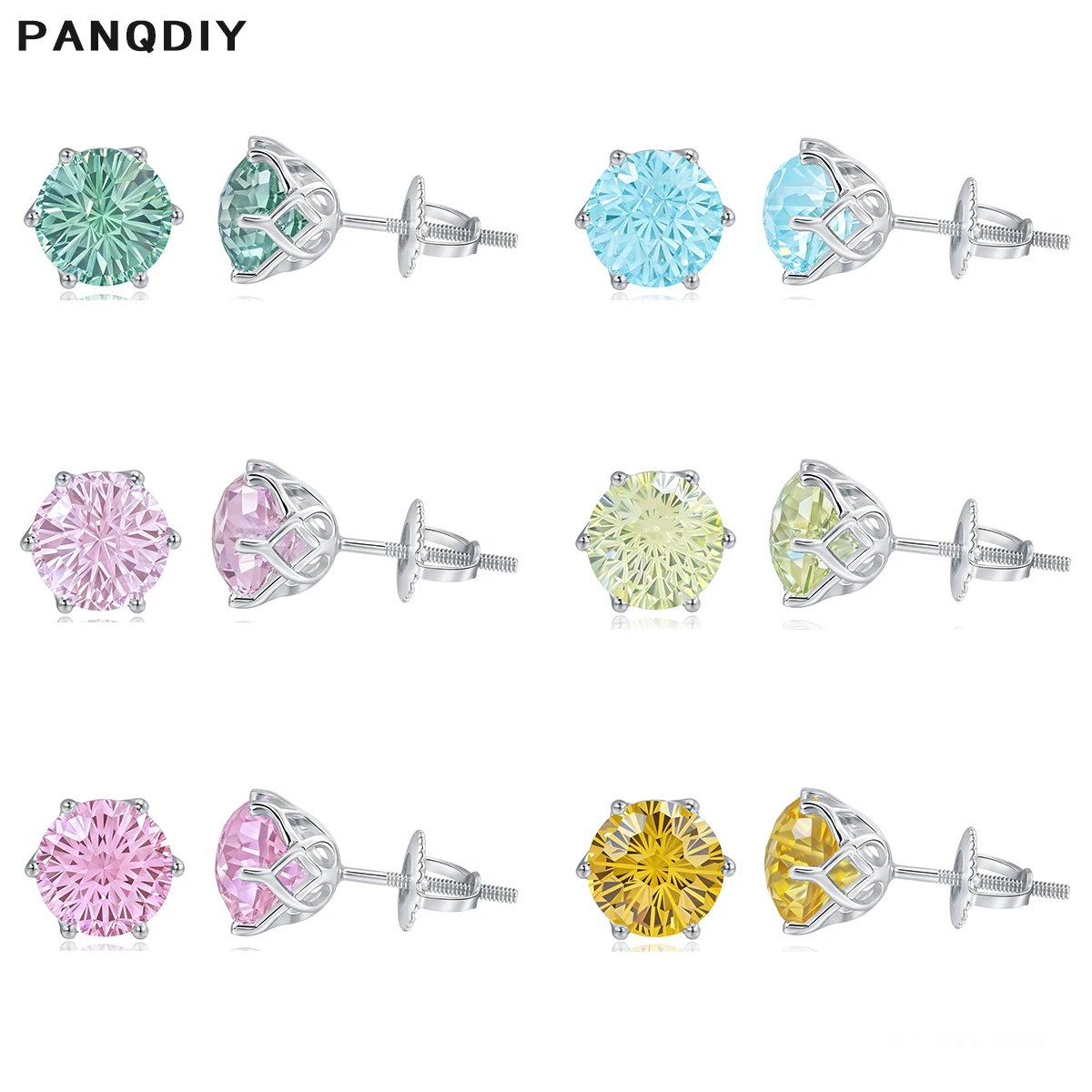 

PANQDIY стерлингового серебра 925 пробы, красочные круглые серьги с драгоценными камнями, модные и элегантные, подходят для женщин, чтобы носить ювелирные серьги