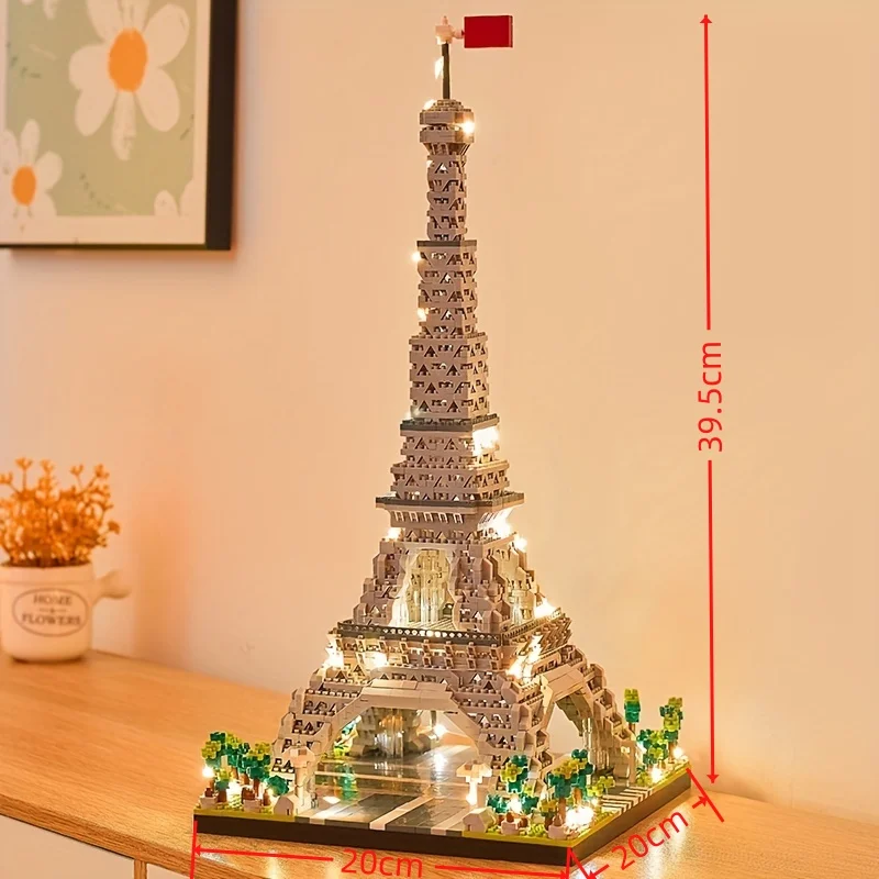 Louvre Model Micro Mini Bouwstenen Speelgoedset: LED-verlichte iconische architectuur Perfect decoratief Verlicht uw ruimte