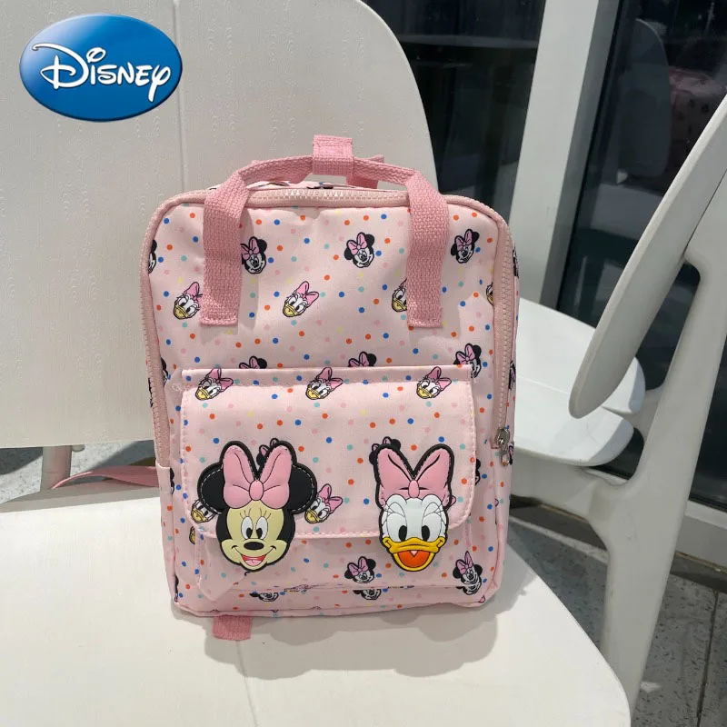 Disney 2024 New Cartoon Minnie Children's Bag Baby Daisy Print Backpack Kindergarten Fashion School Bag