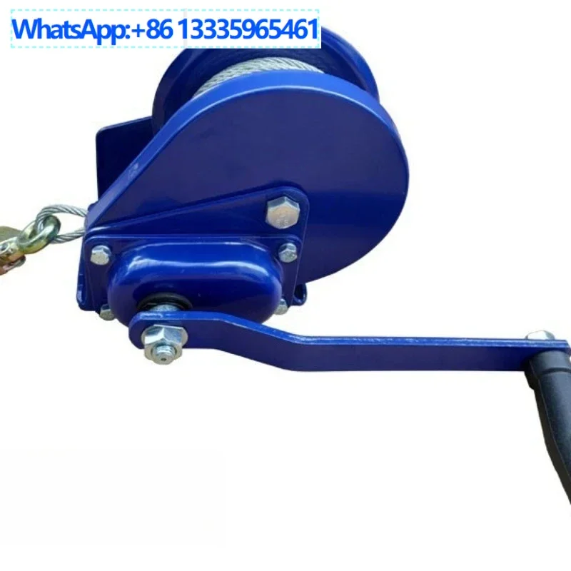 

Manual brake winch Two-way self-locking 1200 lbs with wire rope 10 meters plus hook Manual winch, marine