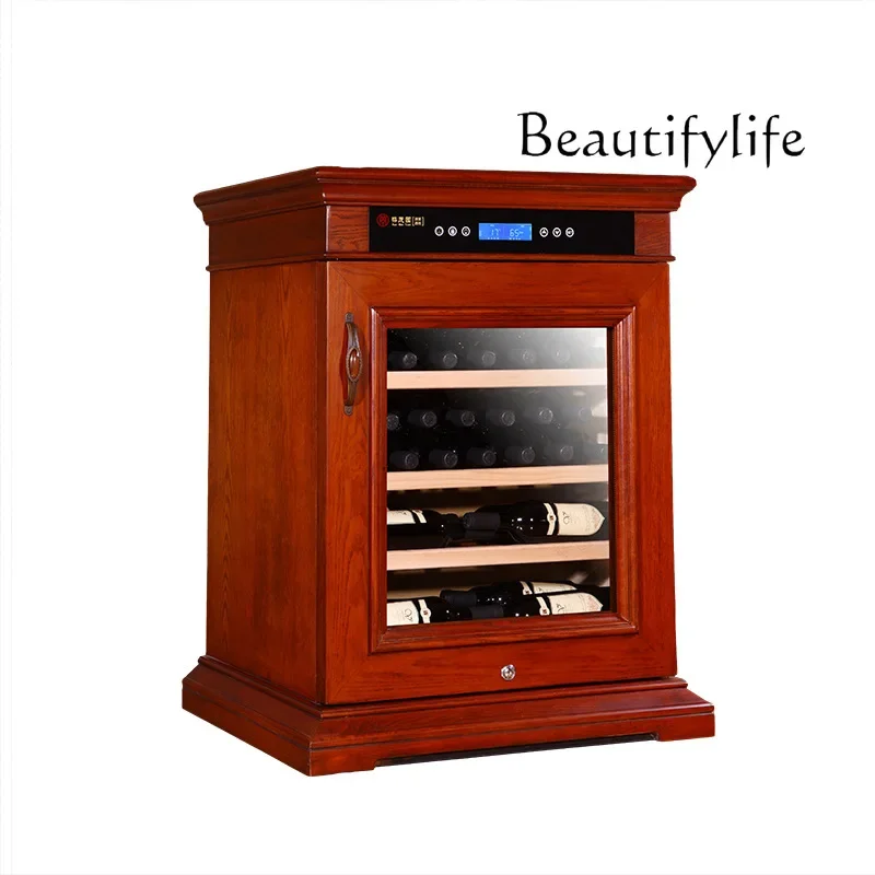

gg Solid wood wine cabinet Modern solid wood art display cabinet European constant temperature and humidity red wine cabinet