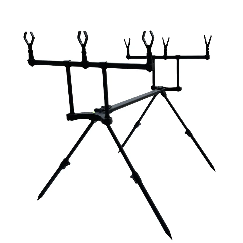 

European Style Fishing Rod Holder Aluminum Alloy Multi Head Foldable Stand with Ground Spike for Beach and Lake Fishing