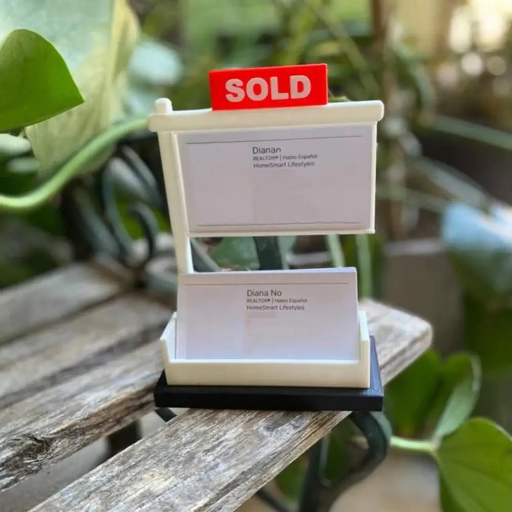 Sold Sign Real Estate Business Card Holder Wood Large Capacity Desktops Card Display Stand Removable Open Design