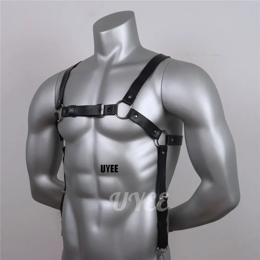 UYEE-suspender de moda para hombre, arnés de cuero PU, correas para camisa, cinturón, tirantes para mujer, espalda en X, cinturones ajustables, accesorios