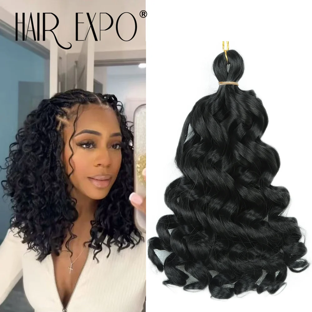 

12Inch Deep Wavy Twist Crochet Hair Afro Curls Water Wave Crochet Braids Synthetic Italy Curls Braiding Hair Extensions For Boho
