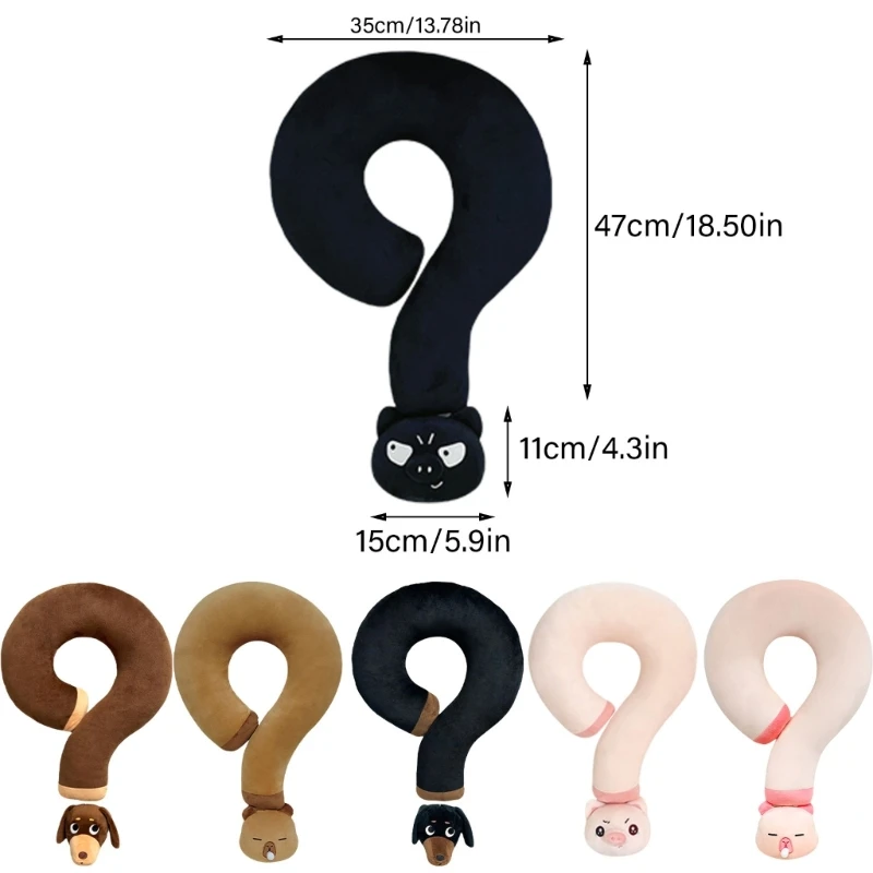 Stretchable Question Mark Plush Pillow for Neck Support, Soft Cotton Fabric Neck Pillow Adjustable for Comfort M68E