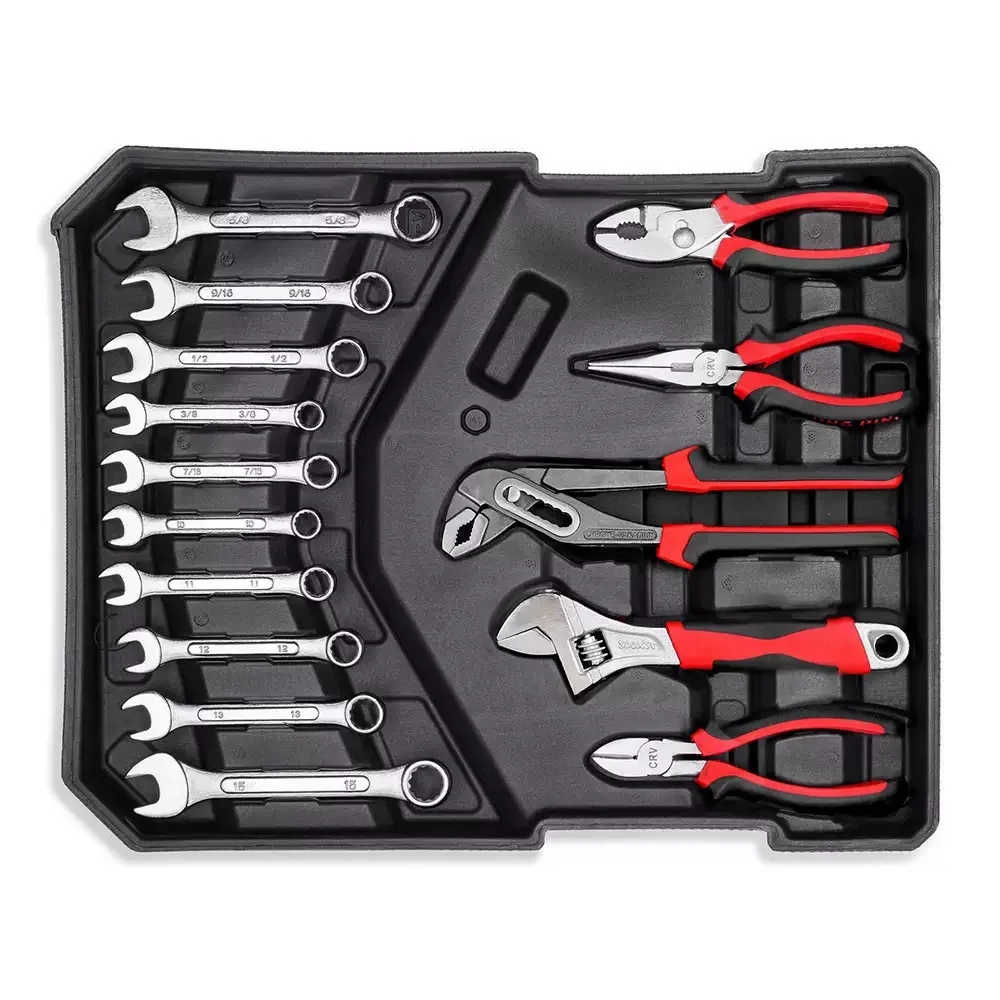 399-Piece Chrome Vanadium Steel Hardware Repair Tool Set with Large Double Wrench Black Luggage Tool Box for Auto Repair Shop view 2