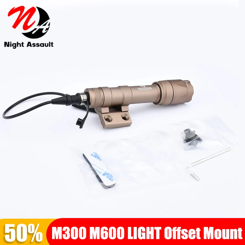 Wadsn M600C Scout Light Offset Mount M300A Tactical Flashlight Airsoft Hunting Weapon Light fit Daniel defens Mlok Keymod Base