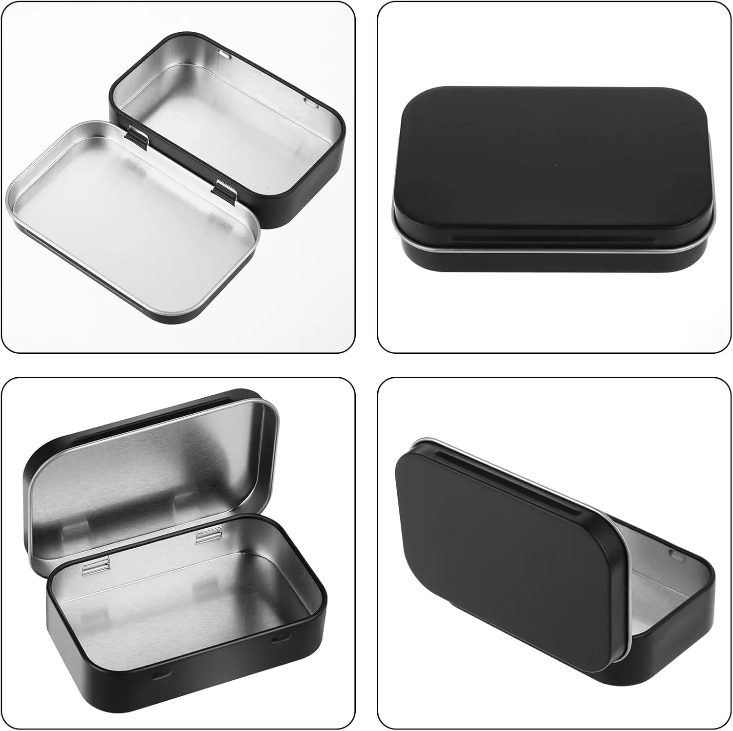 Metal Rectangular Empty Hinged Tins Tin Containers Empty Metal Tins Box Small Empty Tins with Lids Rectangular Hinged Tins Mini