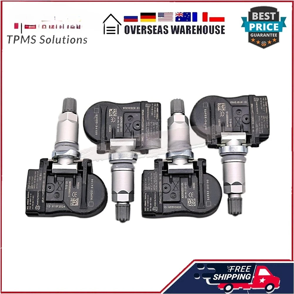 

4 шт. датчик давления в шинах 52933-D4100 TPMS для 2017 2018 2019 KIA Optima 2026 Sorento Genesis Ioniq 52933D4100 52933-D9100