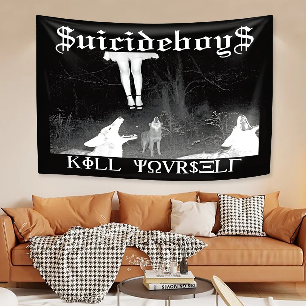 

Suicideboys Kill Yourself Tapestry Wall Hanging Rapper Home Decor Aesthetic Dorm Background Teen Room Decoration Concert Banner