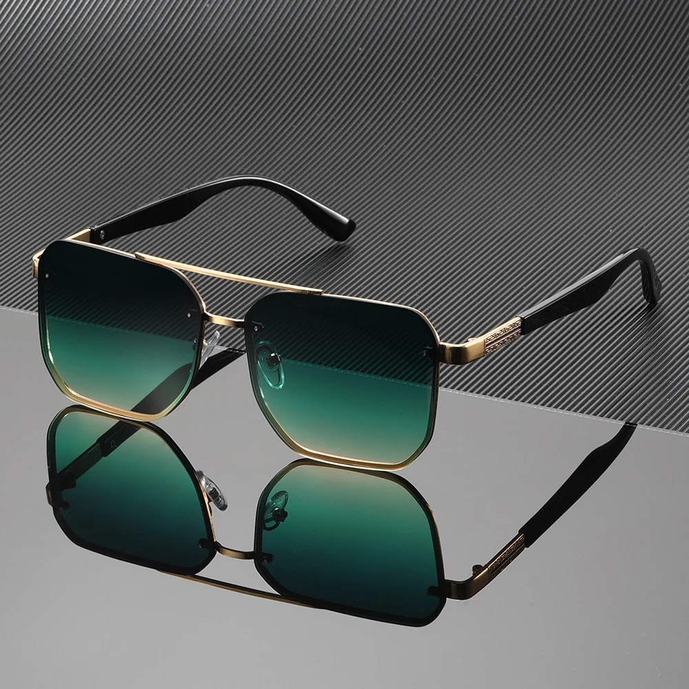 قطعة واحدة من النظارات الشمسية ذات الشعاع المزدوج للرجال والنساء، إطار معدني متدرج اللون #2