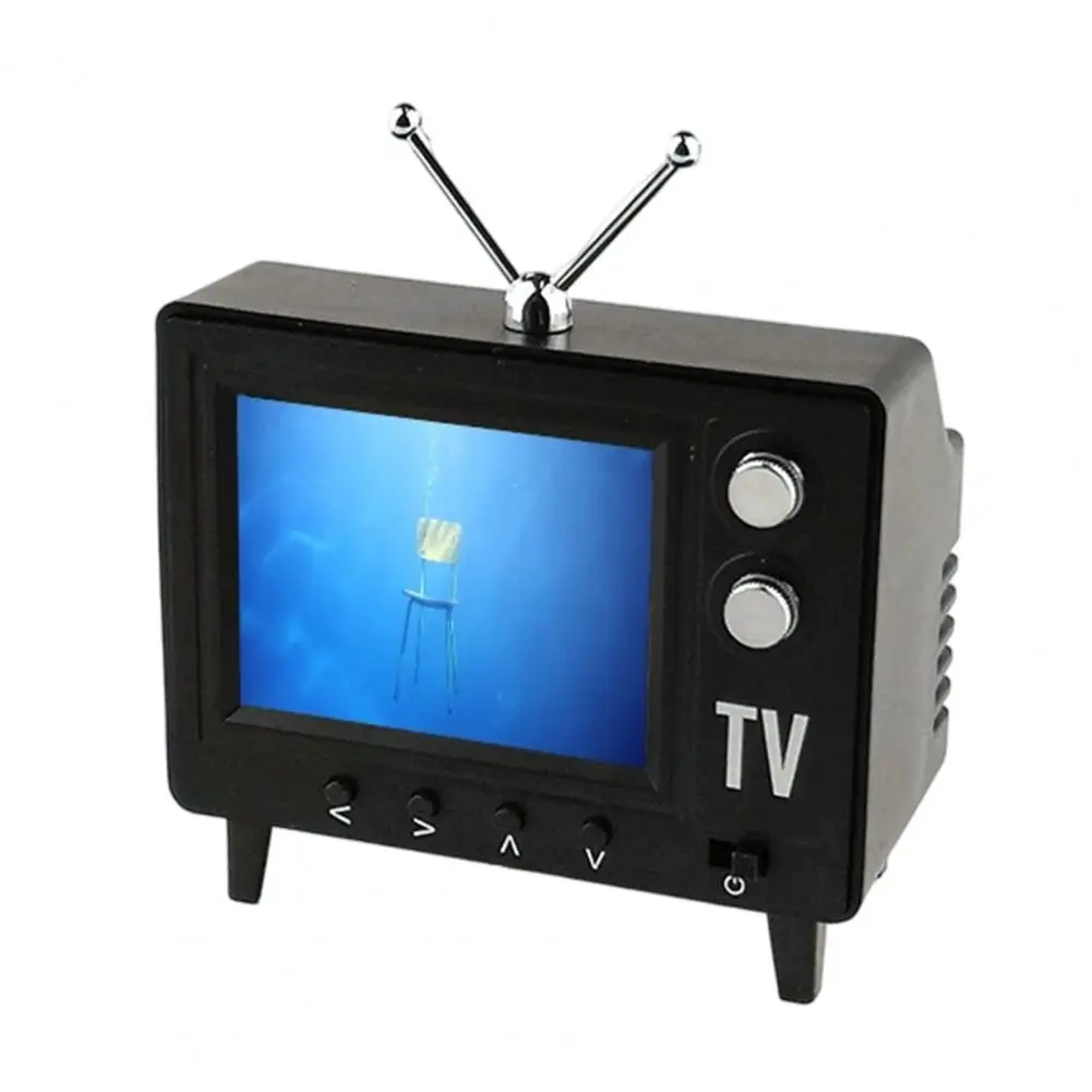 

Rechargeable Dollhouse TV Mini Retro TV Player with 8GB Memory, Miniature for Dollhouse Scenes & Collectible Decor