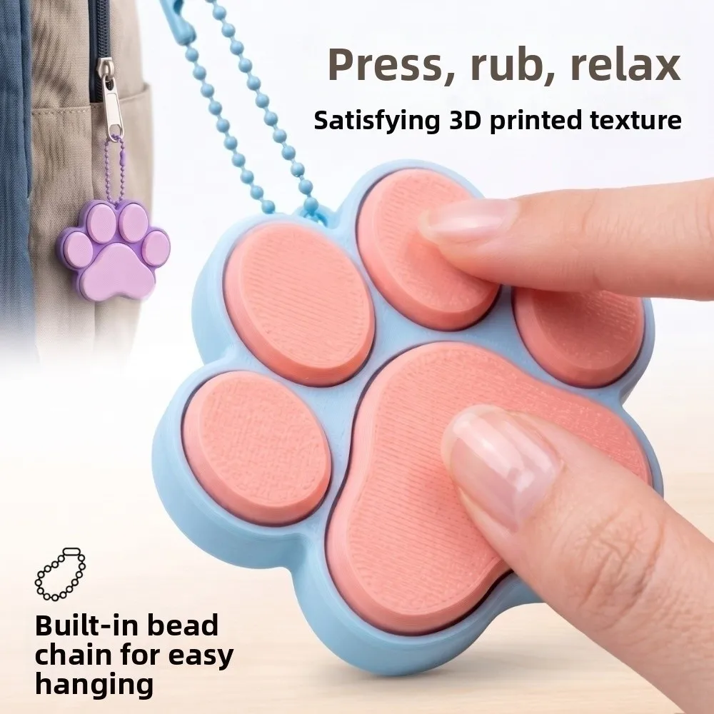 Funny Decorative Dog Cat Paw Clicker Keychain Keyboard-style 3D Printed Paw Shape Keycap Bag Pendant Clicker Keychain Bag