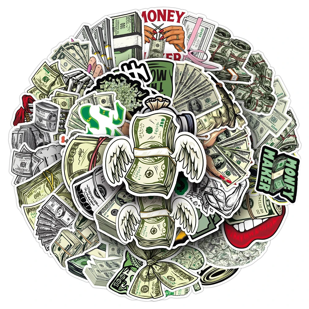 10/30/50 قطعة سلسلة المال الرائعة ملصقات الكرتون الدولار الشارات الكتابة على الجدران دفتر حقيبة الهاتف مضحك لاصقة تزيين اللعب هدية #2