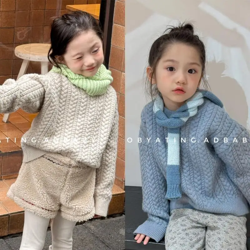 

Детский свитер в корейском стиле, весна-осень-зима 2026, вязаный топ для мальчиков и девочек, повседневная модная детская одежда для детей 4-8 лет