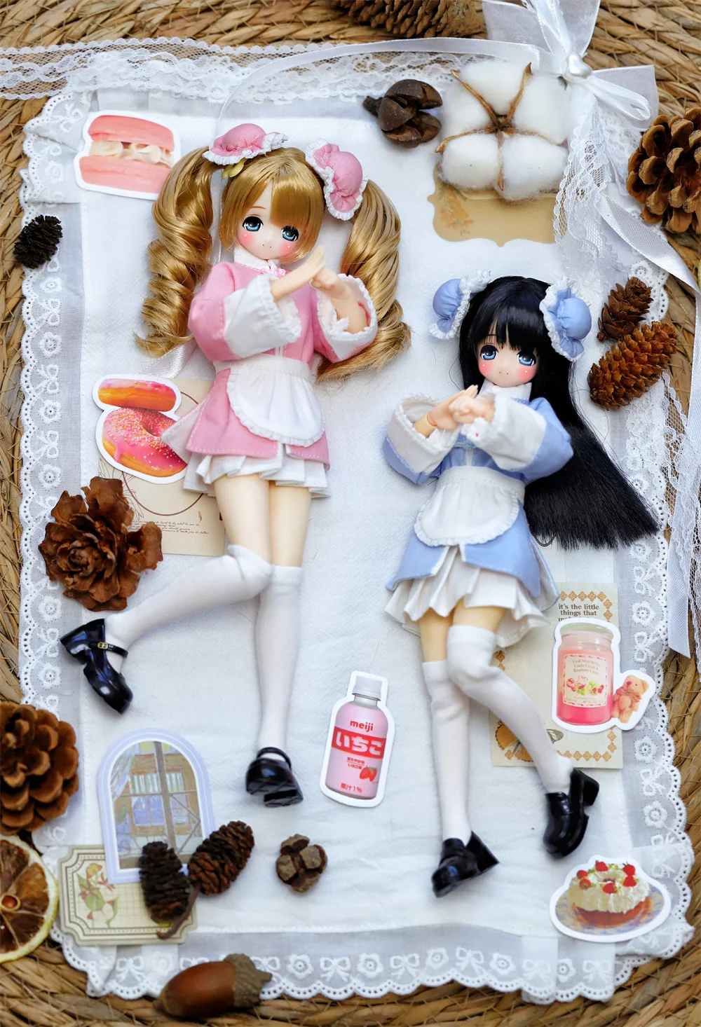 

BJD doll clothes suitable for ob22 ob24 azone size Cute maid bun clothes set doll accessories (5 points)