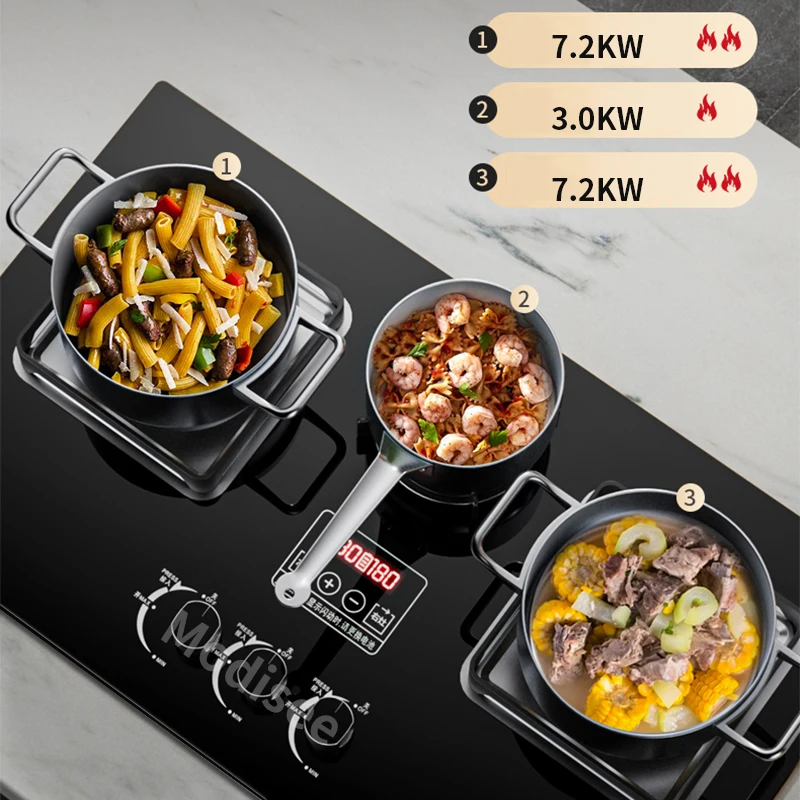 3 Burners Gas Stove for Home LPG/Natural Gas 3 Stoves Kitchen Embedded Gas Cooker Dual-Use Stove Table Household Heat Gas Stove