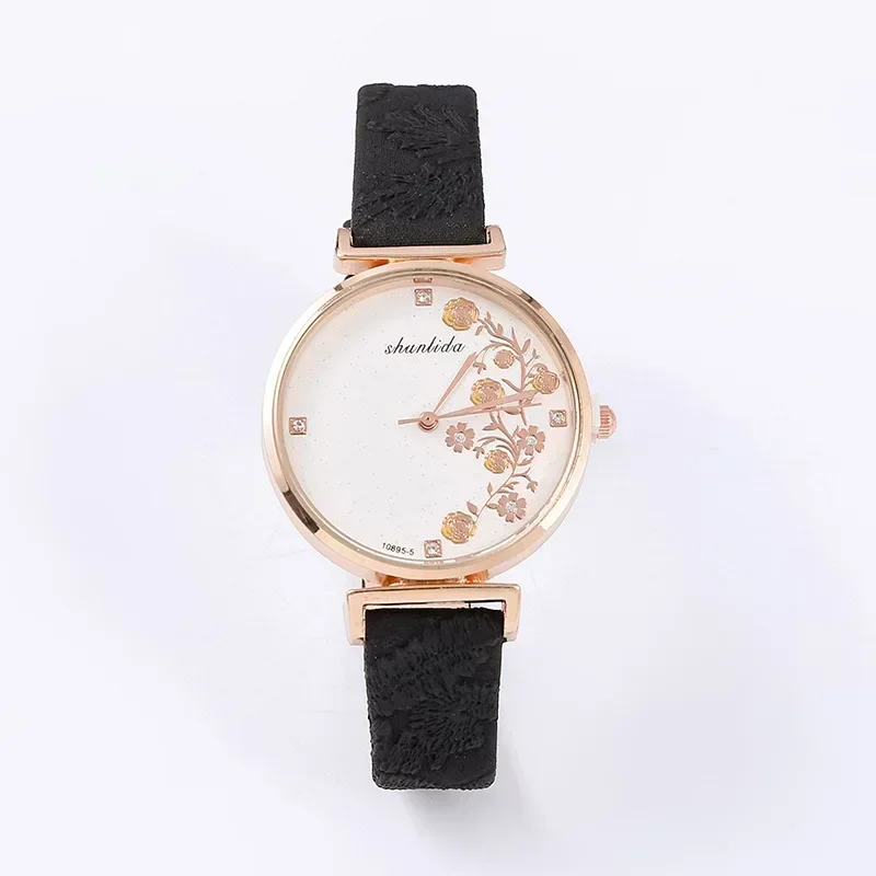 Printed Belt Quartz Woman Watch Fashion Leather Strap Large Dial Watch Multiple Colors Creative Design Wristwatches Female Clock