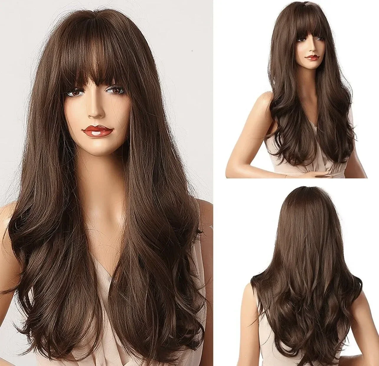 Charm Long Brown Curly Ombre Synthetic Hair Fancy Dress Cosplay Party hair wig